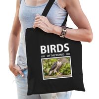 Havik roofvogel tasje zwart volwassenen en kinderen - birds of the world kado boodschappen tas - thumbnail