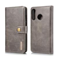 Dg. MING Crazy Horse textuur Flip afneembare magnetische lederen case voor Huawei P30 lite met houder & kaartsleuven & portemonnee (grijs)