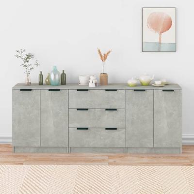 3-delige Dressoirs bewerkt hout betongrijs