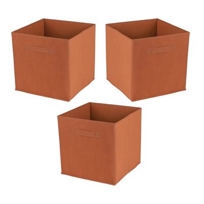 Opbergmand/kastmand Square Box - 3x - karton/kunststof - 29 liter - oranje - 31 x 31 cm
