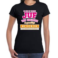 Ik ben de trotse juf cadeau t-shirt zwart voor dames - thumbnail