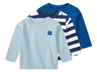 lupilu 3 baby shirts (86/92, Strepen/blauw/lichtblauw) - thumbnail