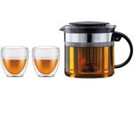 Filtertheepot - BODUM - BISTRO SET - 1,0 l kunststof + 2 dubbelwandige kopjes 0,25 l