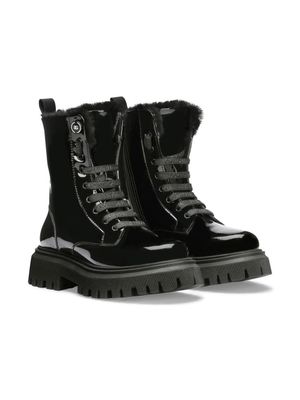 Dolce & Gabbana Kids bottines en cuir verni - Noir