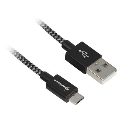 Sharkoon usb 2.0 kabel, usb-a > micro-usb b (zwart/grijs, 0,5 meter)