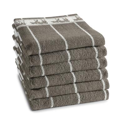 6x DDDDD keukendoek 60x55 cm zw/bon taupe