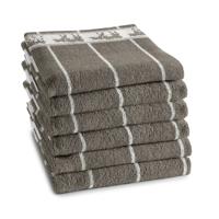 6x DDDDD keukendoek 60x55 cm zw/bon taupe