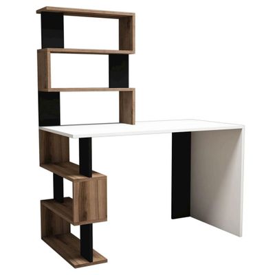 Homemania Computerbureau Snap 120x60x148,2 cm wit zwart walnootkleurig Homemania Computerbureau Snap 120x60x148,2 cm wit zwart walnootkleurig