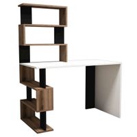 Homemania Computerbureau Snap 120x60x148,2 cm wit zwart walnootkleurig - thumbnail