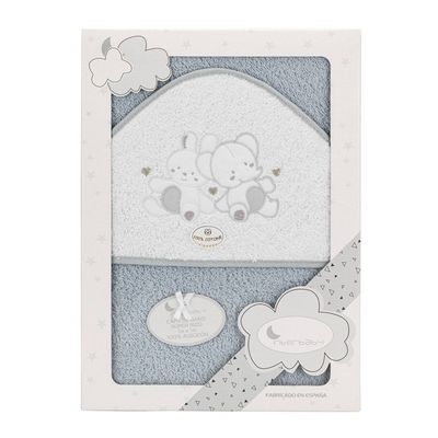 Interbaby Badcape Olifantje Junior 100 Cm Katoen Grijs