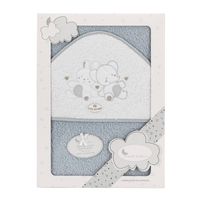 Interbaby Badcape Olifantje Junior 100 Cm Katoen Grijs - thumbnail