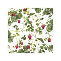 IHR tafel servetten - Aardbeien fruit print - 60x stuks - 3-laags - 33 x 33 cm - papier