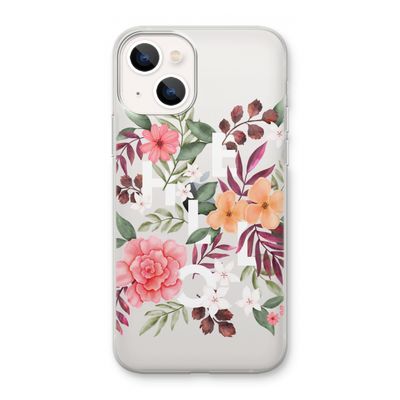 Hello in flowers: iPhone 13 mini Transparant Hoesje