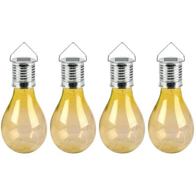 Sunnydays Solar sfeer hanglamp - 4x - tuin - lampenbol - geel - kunststof - 15 cm