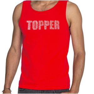 Glitter tanktop rood Topper rhinestones steentjes voor heren - Glitter tanktop/ outfit