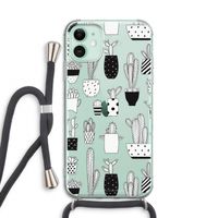 Cactusmotief: iPhone 11 Transparant Hoesje met koord