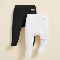 3pcs Newborn Baby Girl Solid Color Decorative Knit Leggings Set Black and White / 0-1M