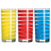 Drinkglazen Colorama - 3x - rood/geel/blauw - glas - 295 ml - gekleurd mix - thumbnail