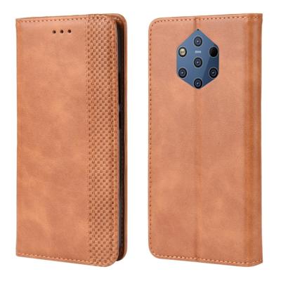 Magnetische Buckle retro Crazy Horse textuur horizontale Flip lederen case voor Nokia 9 PureView met houder & kaartsleuven & fotolijstjes (bruin)