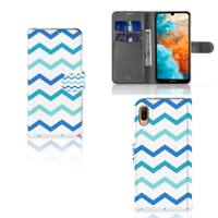 Huawei Y6 (2019) Telefoon Hoesje Zigzag Blauw - thumbnail