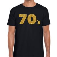 70's gouden glitter tekst t-shirt zwart heren - thumbnail