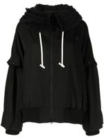 Yohji Yamamoto hoodie bordé de fourrure artificielle - Noir - thumbnail