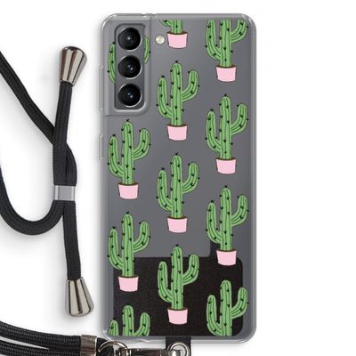 Cactus Lover: Samsung Galaxy S21 Transparant Hoesje met koord