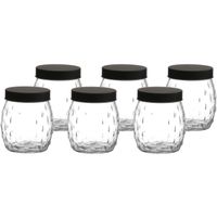 Voorraadpot/bewaarpot Mora - 6x - 1.2L - glas - zwart - D13 x H15 cm
