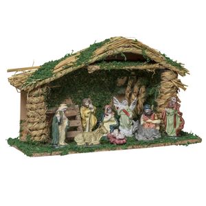 Complete kerststal - met beelden - 38 x 15 x 23 cm