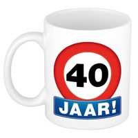 Verkeersbord mok/ beker 40 jaar - Verjaardagsmokken - feest mokken - thumbnail