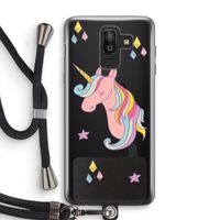 Roze eenhoorn: Samsung Galaxy J8 (2018) Transparant Hoesje met koord