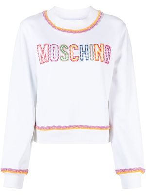 Moschino sweat à bords en macramé - Blanc