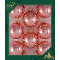 16x stuks glazen kerstballen 7 cm koraal roze glans - Kerstbal