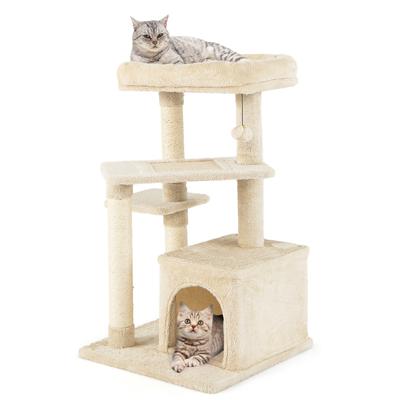 Kratzenboom Klein 85cm Kattenboom met Kattenhol & Zachte Zitting Beige
