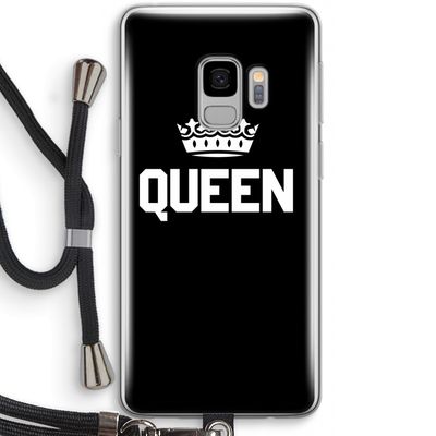 Queen zwart: Samsung Galaxy S9 Transparant Hoesje met koord