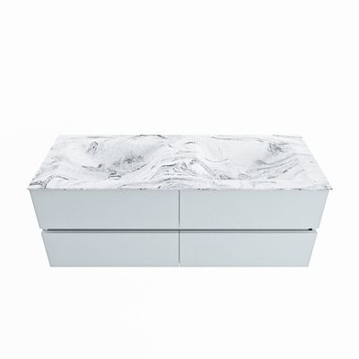 MONDIAZ VICA-DLUX 130cm badmeubel onderkast Clay 4 lades. Inbouw wastafel CLOUD dubbel 2 kraangaten, kleur Glace.