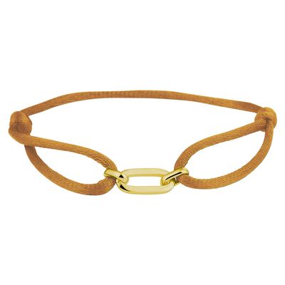 Armband Ovale schakel 20 x 6 mm satijn-zilver caramel-goudkleurig 13-26 cm