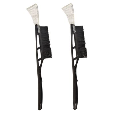 2x stuks kunststof ijskrabber/raamkrabber zwart met borstel 52 cm