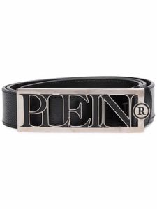 Philipp Plein ceinture en cuir à plaque logo - Noir