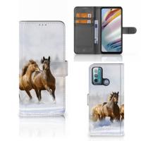 Motorola Moto G60 | Telefoonhoesje | Met pasjeshouder | Paarden
