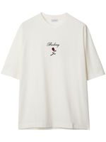 Burberry t-shirt en coton à rose floquée - Blanc