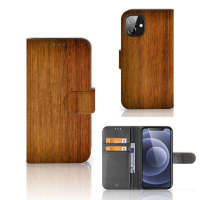 Apple iPhone 12 Mini | Book Style Case | Donker Hout