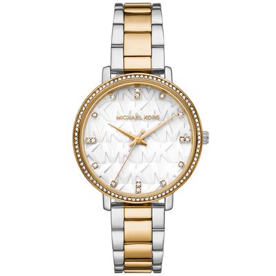 Michael Kors MK4595 Horloge Pyper staal zilver-en goudkleurig-wit 39 mm