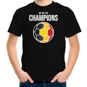 Belgie EK/ WK supporter t-shirt we are the champions met Belgische voetbal zwart kinderen