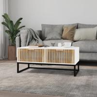 Salontafel 80x40x35 cm bewerkt hout en ijzer wit