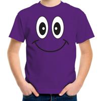 Verkleed t-shirt voor kinderen/jongens - smiley - paars - feestkleding