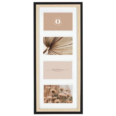 Collage fotolijst NEO - voor 4x foto van 10 x 15 cm - hout - naturel/zwart - 24 x 57 cm