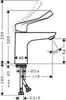 Hansgrohe Focus wastafelkraan waterbesparend met verlengde greep chroom - thumbnail