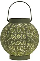 Anna&apos;s Collection Solar lantaarn metaal 18 x 19 cm sage groen warm wit