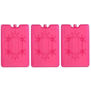 Koelelement plat - 3x - roze - 200 ml - 11 x 16 cm - koeltas/koelbox element